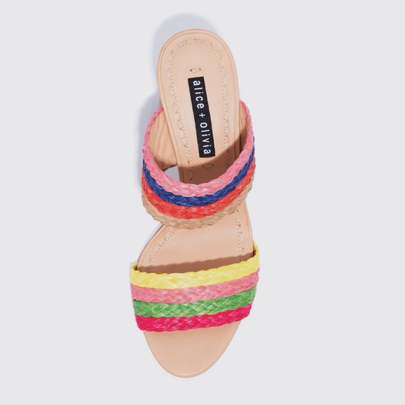 Alice + Olivia Leeda Rainbow Raffia Block Heels - Picture 4 of 5